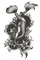 mermaid ocean theme ornamental thigh tattoo tattoo design idea