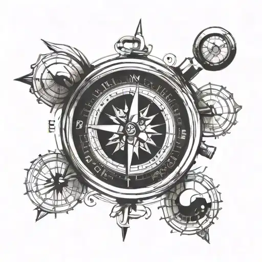 compass with date around it tattoo design idea