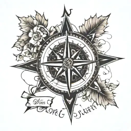 compass with date around it tattoo design idea
