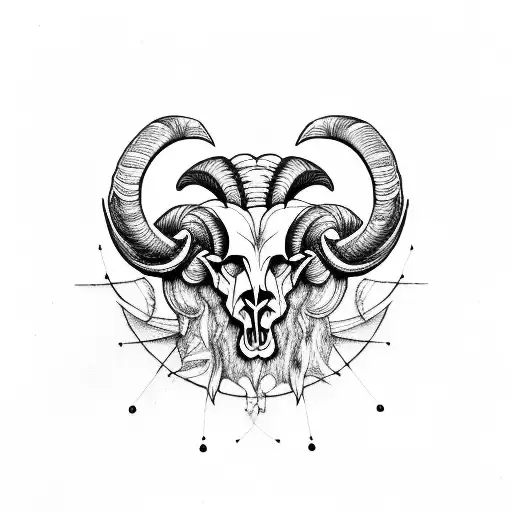 ram skull tattoo design idea