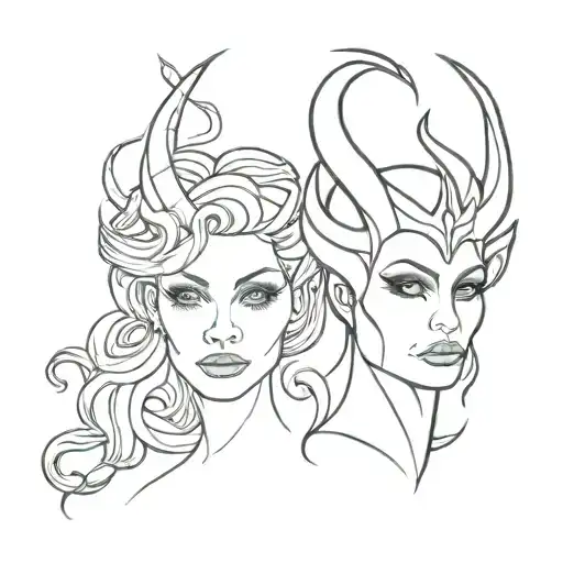 MEDUSA AND MALEFICENT tattoo design idea