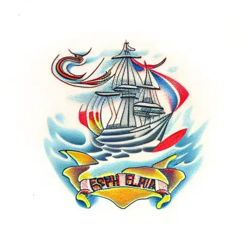 Spanish ship tattoo design idea