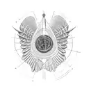 dirac equation protected by a fallen angel wing tattoo design idea