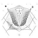 dirac equation protected by a fallen angel wing tattoo design idea