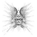 dirac equation protected by a fallen angel wing tattoo design idea