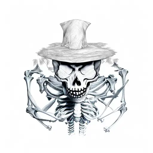 lost afraid skeleton man tattoo design idea