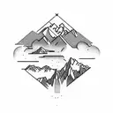 mountains and Seattle skyline tattoo design idea
