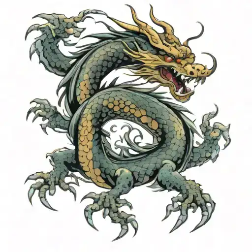 japanese fantasy dragon tattoo design idea