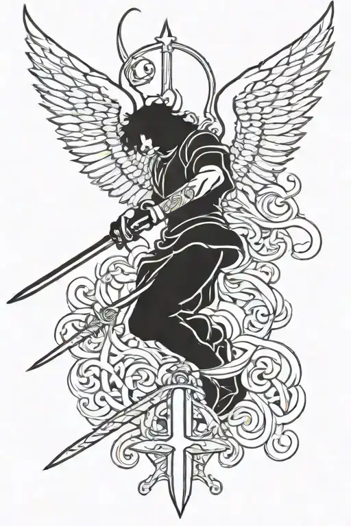st Michael sword surrounded tattoo design idea