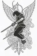 st Michael sword surrounded tattoo design idea