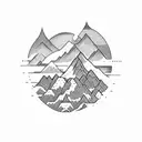 cross with mountains tattoo design idea