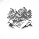 cross with mountains tattoo design idea