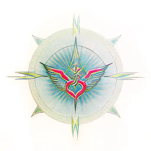 Phoenix, compass, heart tattoo design idea