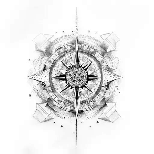 ave fenix, compass, heart tattoo design idea