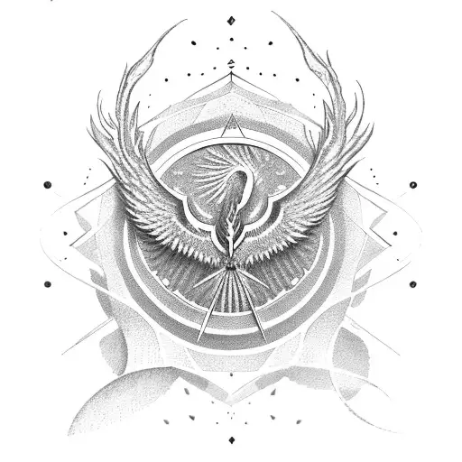 phoenix, compass, heart tattoo design idea