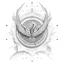 phoenix, compass, heart tattoo design idea