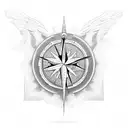 phoenix, compass, heart tattoo design idea