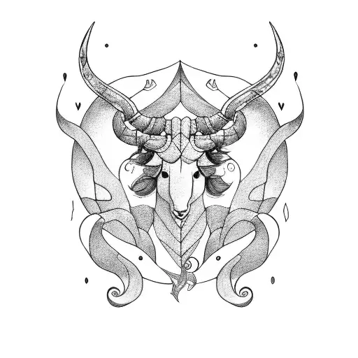capricorn keeps guitar tattoo design idea
