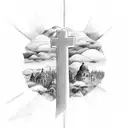 cross in clouds  tattoo design idea