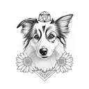 Daisy, border collie tattoo design idea