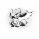 Pokémon trainer with his team made up of greninja, infernape, Klefki, Pidgeot, Empolion, braviary tattoo design idea
