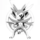 Pokémon trainer with his team made up of greninja, infernape, Klefki, Pidgeot, Empolion, braviary tattoo design idea