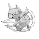 Pokémon trainer with his team made up of greninja, infernape, Klefki, Pidgeot, Empolion, braviary tattoo design idea