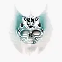 raiders logo morphed into a girls face where her hair turns into wings as a half back tattoo tattoo design idea