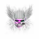 raiders logo morphed into a girls face where her hair turns into wings as a half back tattoo tattoo design idea