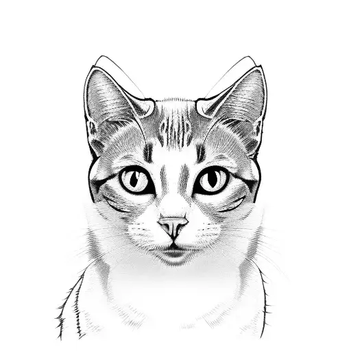 White and black cat moon tattoo design idea