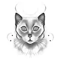 A white siamese cat and a black scottish fold cat with Moon tattoo design idea