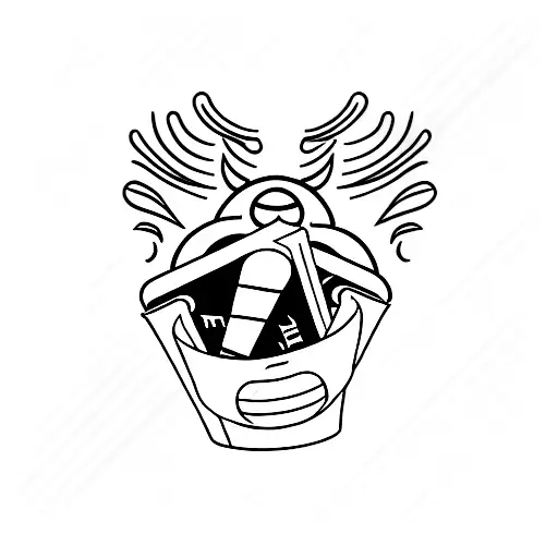 A minimalist tattoo of a cinema ticket with a cat silhouette inside tattoo design idea