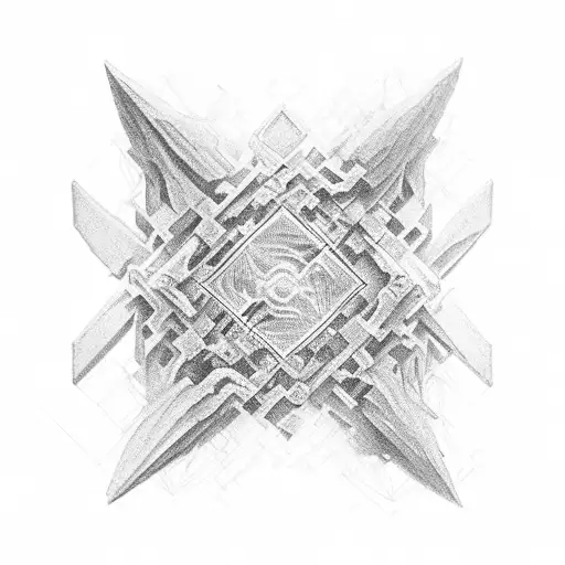 Intricate black-grey tesseract tattoo design idea