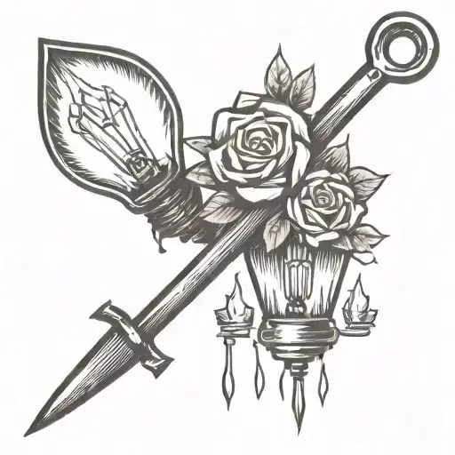 shovel and light bulb  tattoo design idea