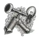shovel and light bulb  tattoo design idea