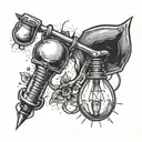 shovel and light bulb  tattoo design idea