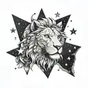 Leo constellation with moon and stars tattoo design idea