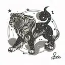 Leo constellation with moon and stars tattoo design idea