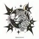 Leo constellation with moon and stars tattoo design idea