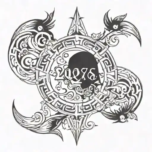 A tattoo design featuring symbols or imagery representing the year 2006, such as popular trends or events from that year tattoo design idea