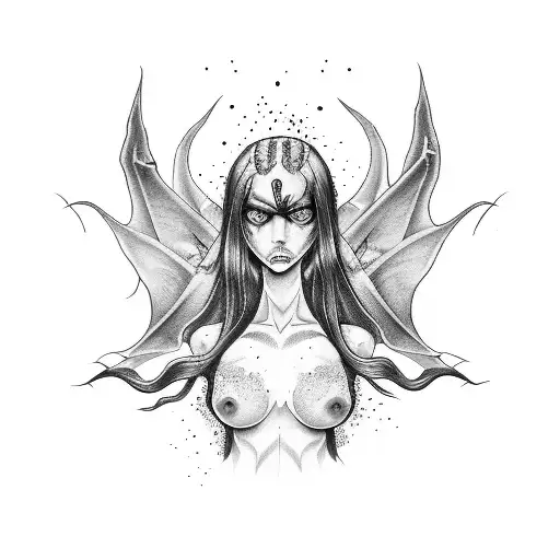 succubus stomach tattoo design idea
