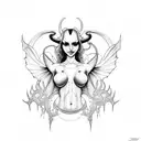 succubus stomach tattoo design idea