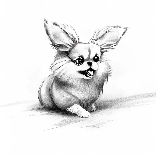 Pomeranian dog and eevee Running tattoo design idea