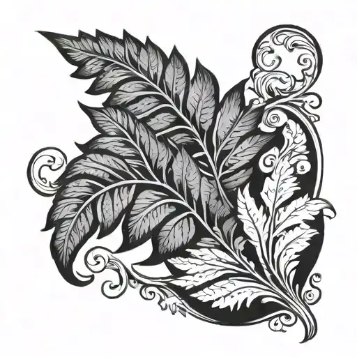 fern leaf floral ornate design tattoo design idea