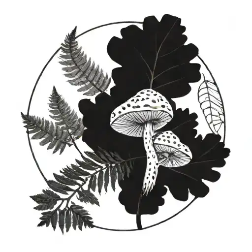 fern ornate mandala nature  mushroom insect   tattoo design idea