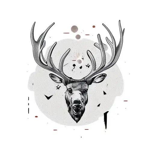 moose's antlers tattoo design idea