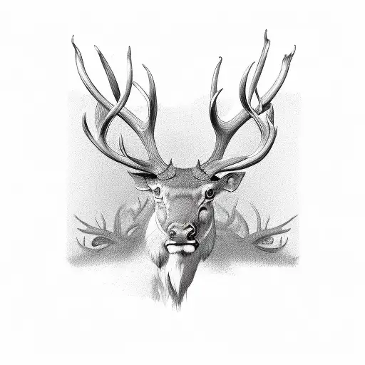  13 antlers tattoo design idea