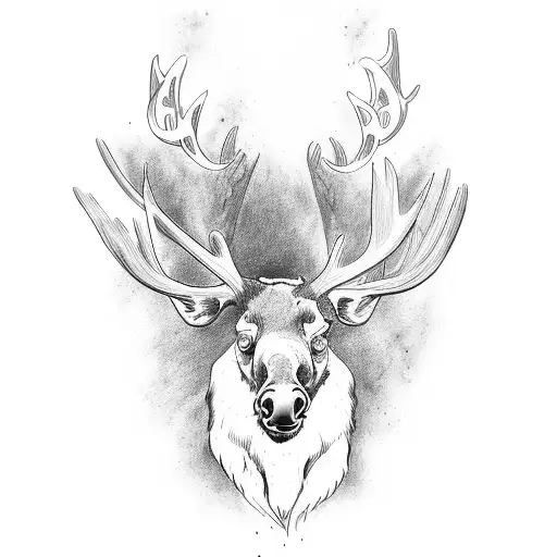 moose's 13 antlers tattoo design idea