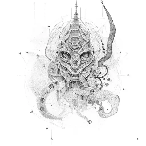 abstract cybersigilism tattoo design idea