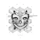 A typewriter with abstract drawings coming out of the paper tattoo design idea